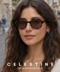 lunettes de soleil rondes écaille femme Celestine monture effet écaille verres marron